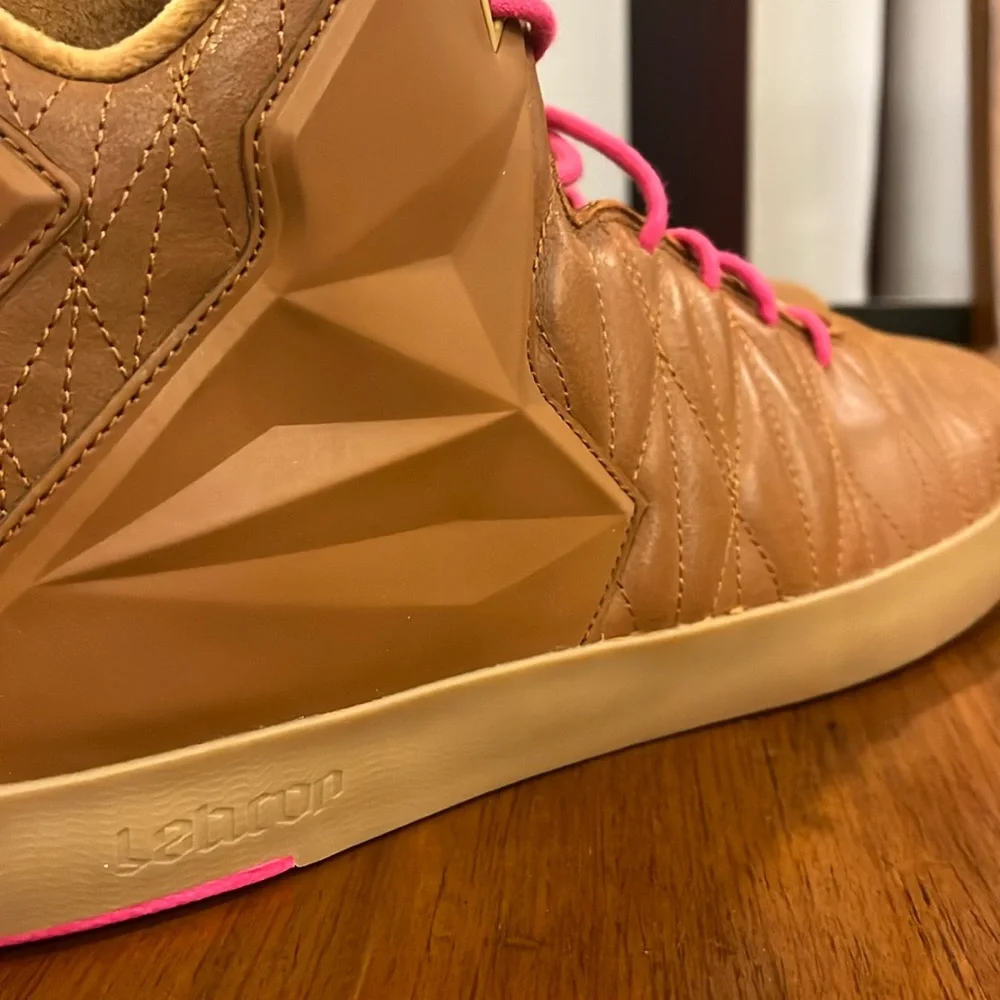 Nike Brown High-Top Sneakers with Pink Laces